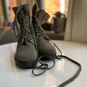 Free People Green Vegan Agency Lace Up Boots